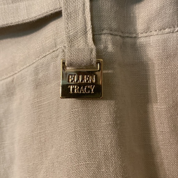 Ellen Tracy 100% Linen Tie Front Elasticized Waist Pants - Picture 5 of 9